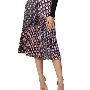 Reiss NWT Leah Pleated Geo-Print Skirt size 10